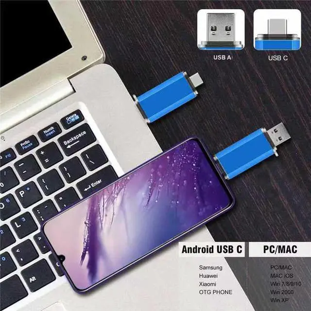 Alt view image 4 of 5 - 2-Pack 128GB Dual USB 3.0 Flash Drive USB C & USB A 2-in-1, Thumb Drive for Type-C Phones, PC, External Storage for Photos/Videos/Files