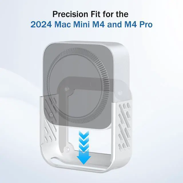 Alt view image 2 of 5 - NewHail Under Desk Mount for 2024 Mac mini M4/M4 Pro, Under Desk Stand and Wall Mount with Heat Dissipation Design, Compatible with Mac mini M4/M4 Pro, Silver