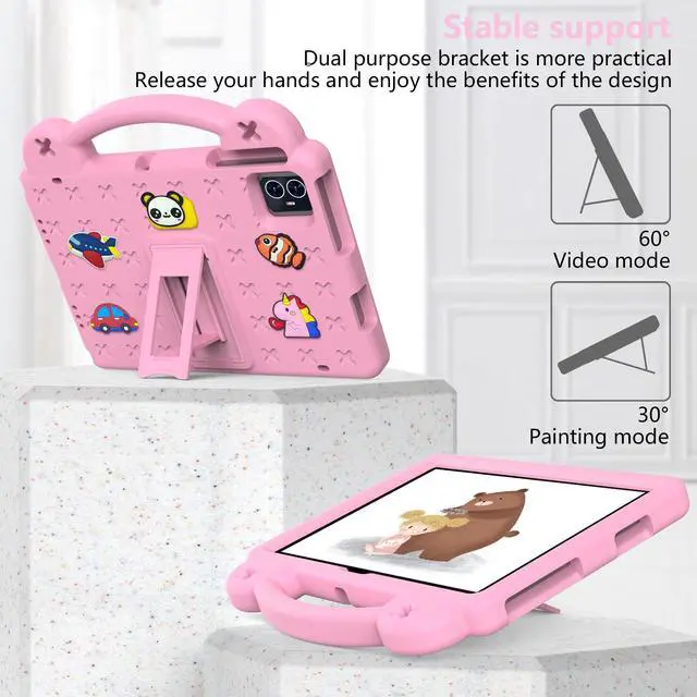 Alt view image 2 of 5 - Dteck Case for Onn 10.1" Tablet 2024 Gen 4, Cartoon Panda Shockproof Rugged Lightweight Convertible Stand Handles Kids Friendly Case for Onn 10.1 inch 4 Gen Tablet 2024 (Model:100135925),Pink