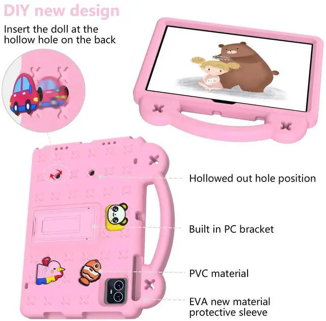 Alt view image 3 of 5 - Dteck Case for Onn 10.1" Tablet 2024 Gen 4, Cartoon Panda Shockproof Rugged Lightweight Convertible Stand Handles Kids Friendly Case for Onn 10.1 inch 4 Gen Tablet 2024 (Model:100135925),Pink