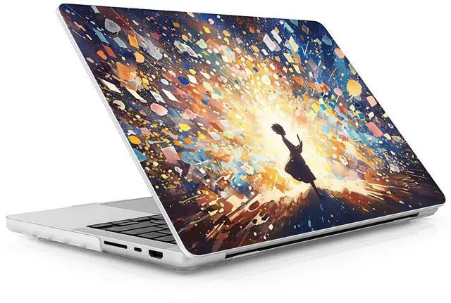 Main image of Lepeoac for MacBook Pro 14 Inch 2024 2023 2022 2021 Release M4 A3112 A3401 A3185 M3 A2918 A2992 M2 A2779 M1 A2442 Pro/Max Chip, Plastic Hard Shell Case with Keyboard Cover, Colorful Lights & Stars