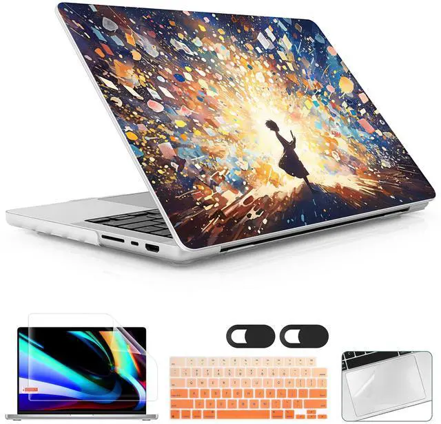 Alt view image 2 of 4 - Lepeoac for MacBook Pro 14 Inch 2024 2023 2022 2021 Release M4 A3112 A3401 A3185 M3 A2918 A2992 M2 A2779 M1 A2442 Pro/Max Chip, Plastic Hard Shell Case with Keyboard Cover, Colorful Lights & Stars