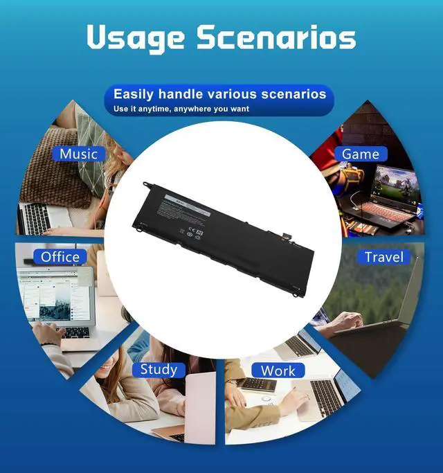 Alt view image 2 of 5 - GBLGBD PW23Y Replacement Battery for Dell XPS 13 9360/2017/9360-D1605G/9360-D1605T Series, 7895mAh 60Wh 4-Cell Li-ion Ultrabook Battery for XPS 13-9360-D1609/D1609G/D1705/D1705G/D1505/G1505G Series