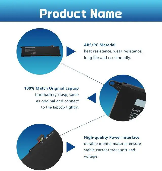 Alt view image 4 of 5 - GBLGBD PW23Y Replacement Battery for Dell XPS 13 9360/2017/9360-D1605G/9360-D1605T Series, 7895mAh 60Wh 4-Cell Li-ion Ultrabook Battery for XPS 13-9360-D1609/D1609G/D1705/D1705G/D1505/G1505G Series