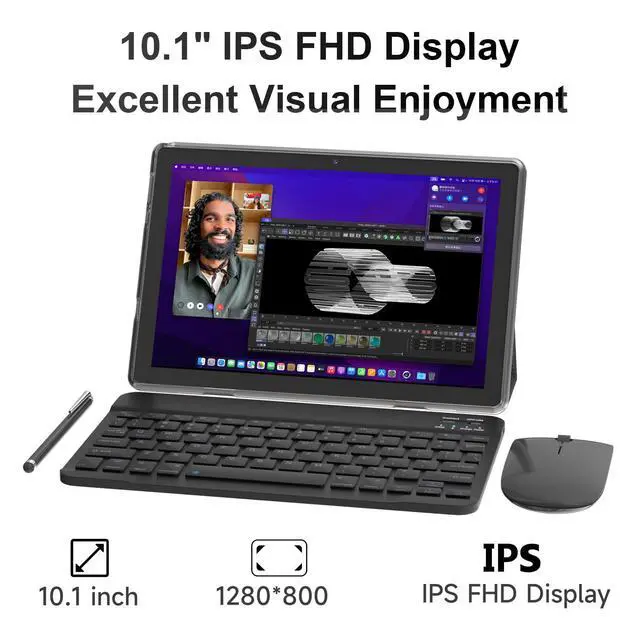 Alt view image 5 of 5 - 2 in 1 tablet, Android 15 tablets 10 inch, tablet with keyboard mouse foldable protective cover screen protective film Stylus Pen 18GB+128GB/1TB Expand 5G WiFi BT 5.0 WiFi6 Dual camera 6000 mah Tab