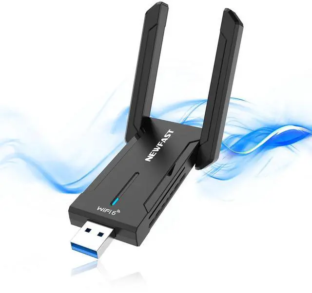 Main image of NEWFAST AXE5400 USB WiFi Adapter for Desktop PC NF-U353, Tri-Band Wireless Network Adapter for Laptop, USB 3.0 WiFi Adapter for PC,New 6GHz Band,MU-MIMO,OFDMA,WPA3,WiFi 6E Dongle for Windows 11/10