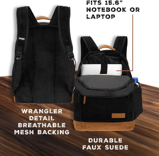 Alt view image 5 of 5 - Wrangler Yellowstone Sturdy Backpack for Travel Classic Logo Water Resistant Casual Daypack for Travel with Padded Laptop Notebook Sleeve (Graphite)