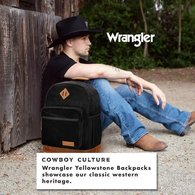 Alt view image 4 of 5 - Wrangler Yellowstone Sturdy Backpack for Travel Classic Logo Water Resistant Casual Daypack for Travel with Padded Laptop Notebook Sleeve (Graphite)