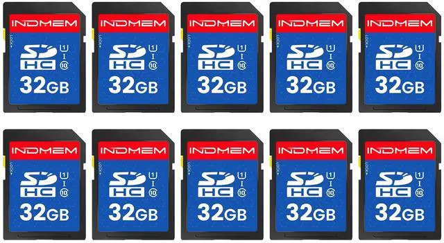 Main image of INDMEM SD Card 32GB, 10-Pack UHS-I Class 10 MLC Flash Memory Card, High-Speed Secure Digital Cards for Cameras, DSLR, Action Cams - Reliable Storage