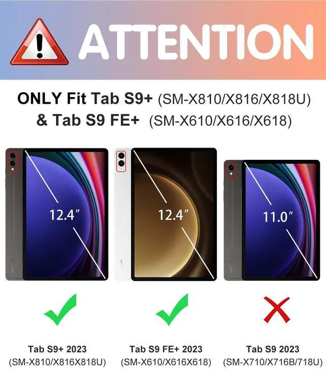 Alt view image 2 of 5 - Wazzasoft for Samsung Galaxy Tab S9 Plus/FE Plus Case - Cute Women/Girls, Pretty Teens Aesthetic Folio Cover with Pencil Holder, 12.4"