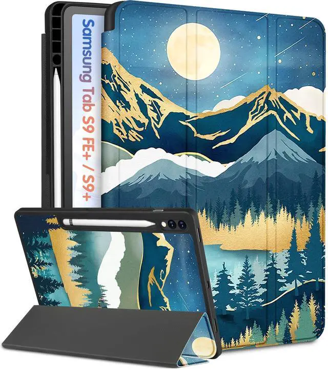 Main image of Wazzasoft for Samsung Galaxy Tab S9 Plus/FE Plus Case - Cute Women/Girls, Pretty Teens Aesthetic Folio Cover with Pencil Holder, 12.4"