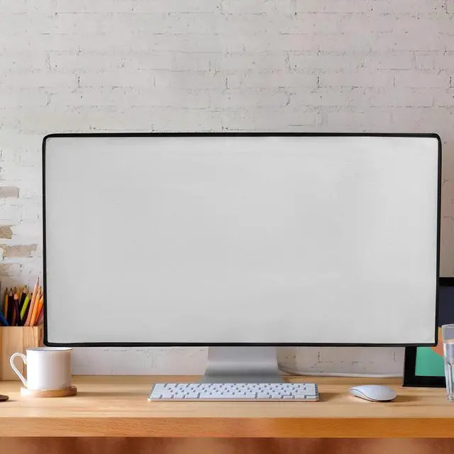 Alt view image 3 of 5 - kwmobile Monitor Cover Compatible with 34-35" Monitor - Dust Cover Computer Screen Protector - White