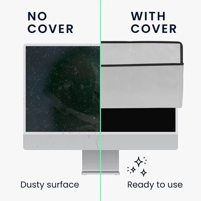 Alt view image 4 of 5 - kwmobile Monitor Cover Compatible with 34-35" Monitor - Dust Cover Computer Screen Protector - White