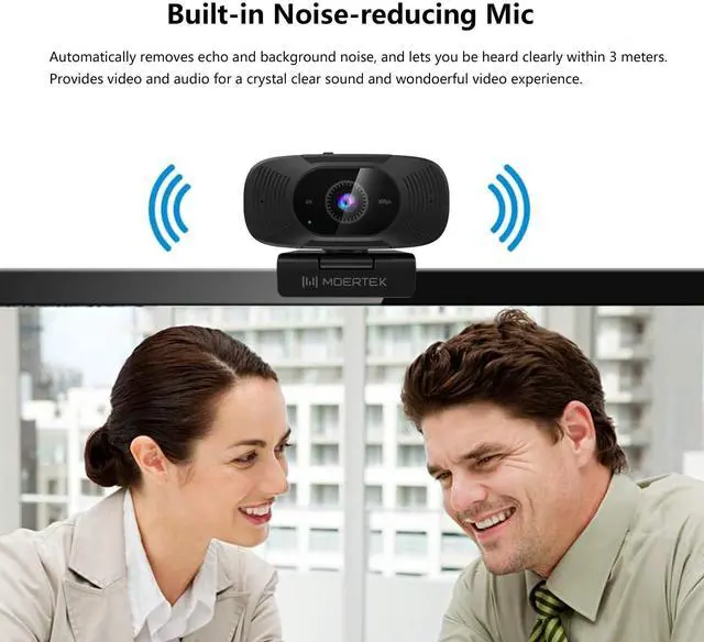 Alt view image 4 of 5 - 4K Webcam with Microphone, 1080P 60fps Webcam for PC, 8MP UHD 92° Wide Angle Len, Automatic Light Correction, USB Camera with Privacy Cover, External Computer Camera for Business Meeting/Video Call