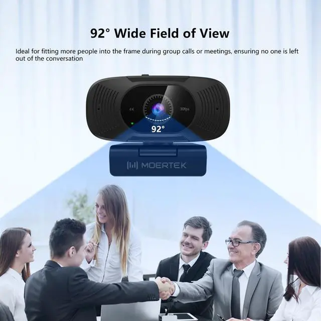 Alt view image 5 of 5 - 4K Webcam with Microphone, 1080P 60fps Webcam for PC, 8MP UHD 92° Wide Angle Len, Automatic Light Correction, USB Camera with Privacy Cover, External Computer Camera for Business Meeting/Video Call