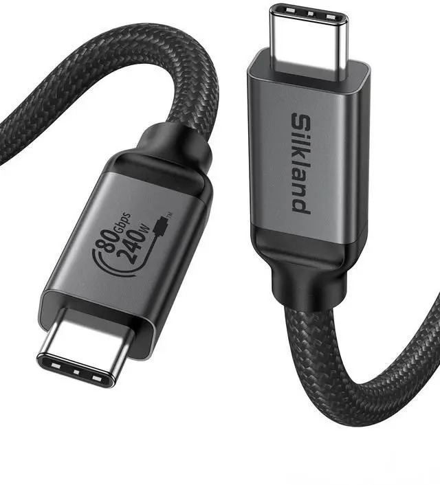 Main image of Silkland 80Gbps USB 4 for Thunderbolt 5 Cable 3.3FT/1M, up to 120Gbps Bandwidth for Dual 8K, 240W PD 3.1 Charging, Braided USB C Video Cable Compatible Thunderbolt 4/5, SSD, MacBook M4 Pro, iPhone 17