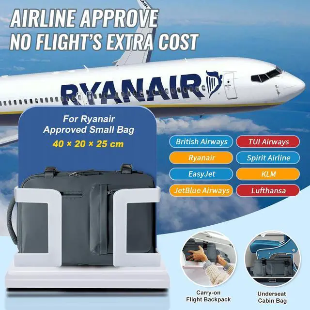 Alt view image 2 of 5 - Travel Backpack Women,Carry On Backpack Flight Approved 18x14x8 inches Bag Spirit Airlines Personal ltem,College Sports Hiking Rucksack Waterproof Outdoor Casual Daypack Laptop Blackpack Men,Blue