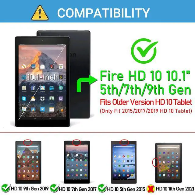 Alt view image 2 of 5 - CCambro Kids Case for Fire HD 10 Tablet Case 5th/7th/9th Gen (2015/2017/2019 Releases),Shockproof Sturdy Protective Foam Cover for Fire HD 10.1 inch with Carry,Green