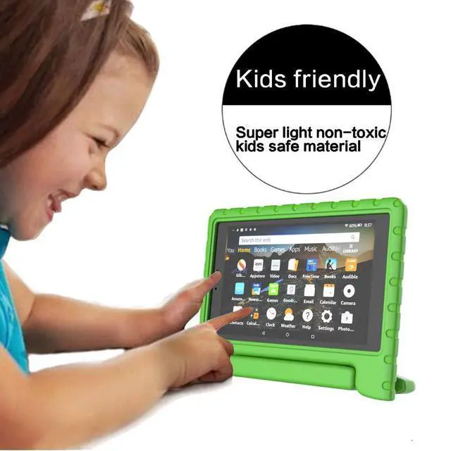 Alt view image 5 of 5 - CCambro Kids Case for Fire HD 10 Tablet Case 5th/7th/9th Gen (2015/2017/2019 Releases),Shockproof Sturdy Protective Foam Cover for Fire HD 10.1 inch with Carry,Green