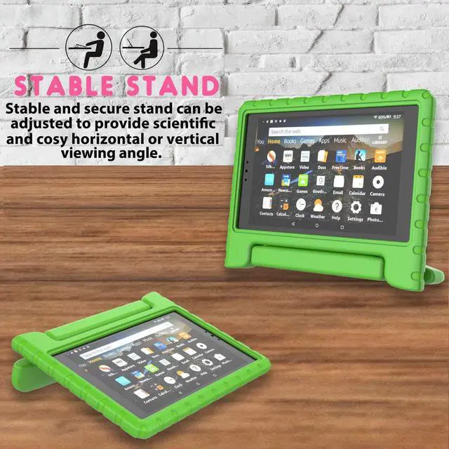 Alt view image 3 of 5 - CCambro Kids Case for Fire HD 10 Tablet Case 5th/7th/9th Gen (2015/2017/2019 Releases),Shockproof Sturdy Protective Foam Cover for Fire HD 10.1 inch with Carry,Green