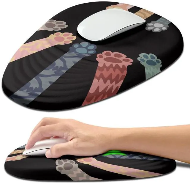 Main image of Hokafenle Ergonomic Mouse Pad Wrist Support with Stepped-Wedge Design, Wrist Rest Pain Relief Mousepad Filled with Memory Foam, Carpal Tunnel Mousepad for Wireless Mouse(12x8 inch, Paw)