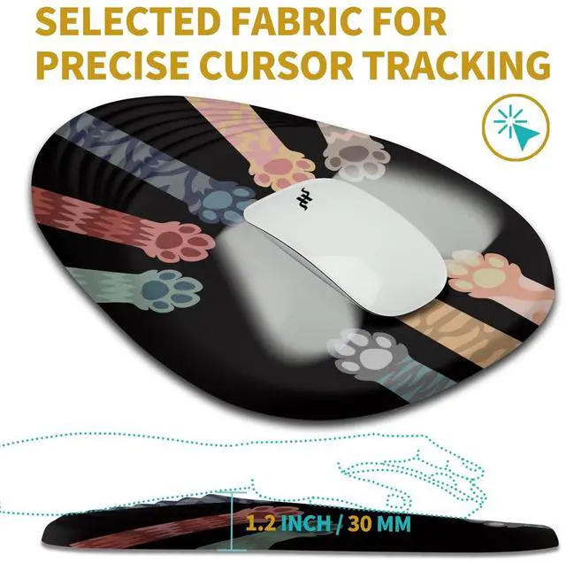 Alt view image 5 of 5 - Hokafenle Ergonomic Mouse Pad Wrist Support with Stepped-Wedge Design, Wrist Rest Pain Relief Mousepad Filled with Memory Foam, Carpal Tunnel Mousepad for Wireless Mouse(12x8 inch, Paw)