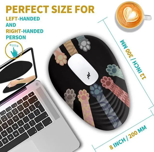 Alt view image 4 of 5 - Hokafenle Ergonomic Mouse Pad Wrist Support with Stepped-Wedge Design, Wrist Rest Pain Relief Mousepad Filled with Memory Foam, Carpal Tunnel Mousepad for Wireless Mouse(12x8 inch, Paw)