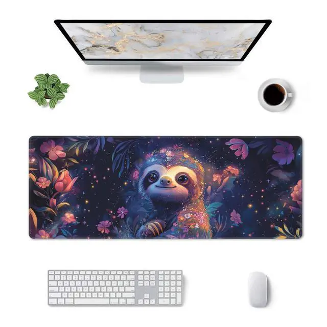 Alt view image 2 of 5 - Sloth Large Mouse Pad Extended Desk Mat for Keyboard and Mouses Gaming Rubber Keyboards Mats Home Office Computer Accessories Waterproof and Non-Slip 31.5x11.8 Inch