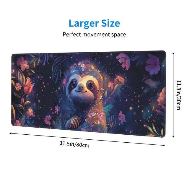 Alt view image 3 of 5 - Sloth Large Mouse Pad Extended Desk Mat for Keyboard and Mouses Gaming Rubber Keyboards Mats Home Office Computer Accessories Waterproof and Non-Slip 31.5x11.8 Inch