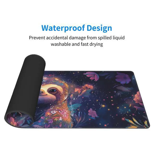 Alt view image 4 of 5 - Sloth Large Mouse Pad Extended Desk Mat for Keyboard and Mouses Gaming Rubber Keyboards Mats Home Office Computer Accessories Waterproof and Non-Slip 31.5x11.8 Inch