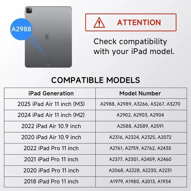 Alt view image 3 of 5 - Tiaota Keyboard Case for iPad Air 11-inch (M3/M2, 2025/2024), iPad Air 5/4 Gen & iPad Pro 11-inch with Multi-Touch Trackpad, 360° Rotating Kickstand, Portrait & Raised Modes, Detachable Cover  Black