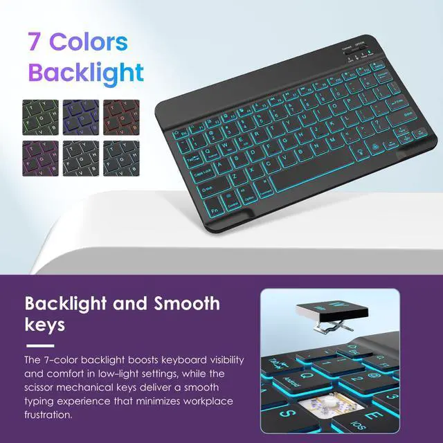 Alt view image 3 of 5 - VIKESI Keyboard Case for iPad Air 11-inch M3/M2 (2025/2024 Released) & iPad Air 5th/ 4th Generation 10.9-Inch,Leather Cover, Built-in Breathing Light, Function Row,Pencil Holder,Card Slots -Purple