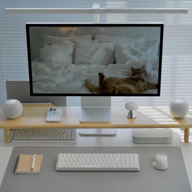 Alt view image 2 of 5 - ROCDEER Bamboo Dual Monitor Stand Riser with Underneath Storage, Ergonomic Desk Shelf Supports PC Computer Monitor, Printer, TV for Home, Office, Natural