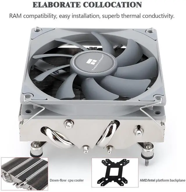 Alt view image 3 of 5 - Thermalright AXP90-X47 Low Profile ITX CPU Air Cooler, 47mm Height PC Cooling, TL-9015 92mm PWM Fan,Silent CPU Cooler, 2700RPM Speed, for AM4/ AM5,Intel 1150/1151/1200/1700/1851