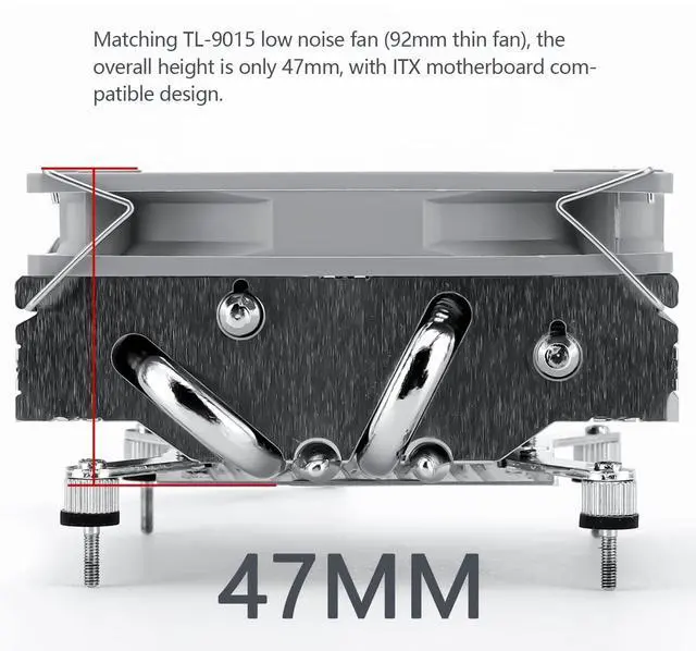 Alt view image 5 of 5 - Thermalright AXP90-X47 Low Profile ITX CPU Air Cooler, 47mm Height PC Cooling, TL-9015 92mm PWM Fan,Silent CPU Cooler, 2700RPM Speed, for AM4/ AM5,Intel 1150/1151/1200/1700/1851