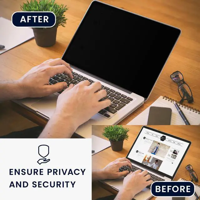 Alt view image 4 of 5 - kwmobile Laptop Privacy Screen for Apple MacBook Air 15 2023 M2 (A2941) - Computer Privacy Screen Shield - Laptop Monitor Protector - Anti Glare and Blue Light Blocking