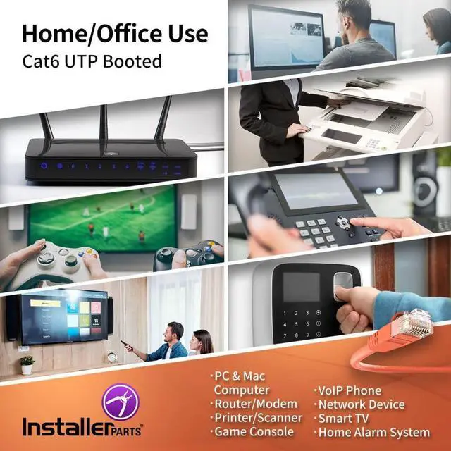 Alt view image 5 of 5 - InstallerParts CAT6 Cable UTP Booted [Orange] - [5 FT] - [10 Pack] - Professional Series - 10Gbps, Cat6 Patch Cable, Cat 6 Patch Cable, Cat6 Ethernet Cable, Network Cable, Internet Cable