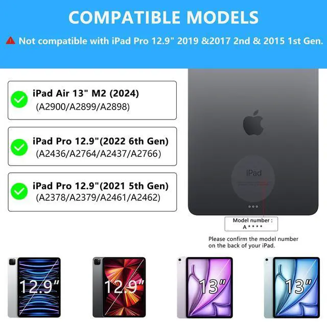 Alt view image 2 of 5 - MMK for iPad Pro 12.9 Case with Keyboard (5/6th Gen) & iPad Air 13 inch Keyboard (M3 2025 / M2 2024), Backlit Bluetooth Wireless with Pencil Holder-Grey