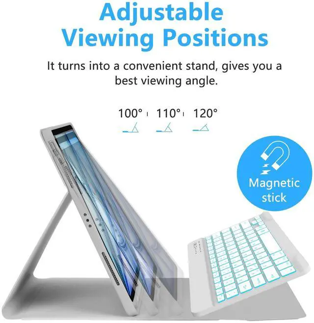 Alt view image 4 of 5 - MMK for iPad Pro 12.9 Case with Keyboard (5/6th Gen) & iPad Air 13 inch Keyboard (M3 2025 / M2 2024), Backlit Bluetooth Wireless with Pencil Holder-Grey