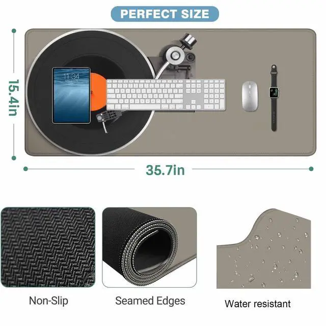 Alt view image 2 of 5 - Y YIHANGBEST Vinyl Record Player Mouse Pad Retro Turntable Setup,Tonearm,Cartridge,and Stylus XL Gaming Mouse Keyboart Mat for Desk,Computer,Office,Home 35.4"X15.7"