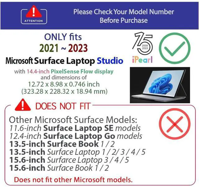 Alt view image 3 of 5 - mCover Case ONLY Compatible for 2021-2023 14.4" Microsoft Surface Laptop Studio Notebook Computer - Aqua