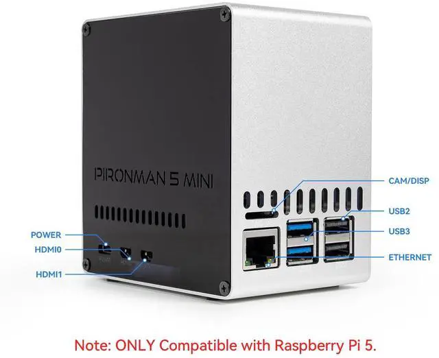 Alt view image 2 of 5 - Pironman 5-Mini NVMe M.2 SSD PCIe Mini PC Case for Raspberry Pi 5 2/4/8/16GB Hailo-8L AI Accelerator with PWM Active Cooler+RGB Fan, Safe Shutdown, RGB Effect, Stylish Design (RPI5 Not Included)