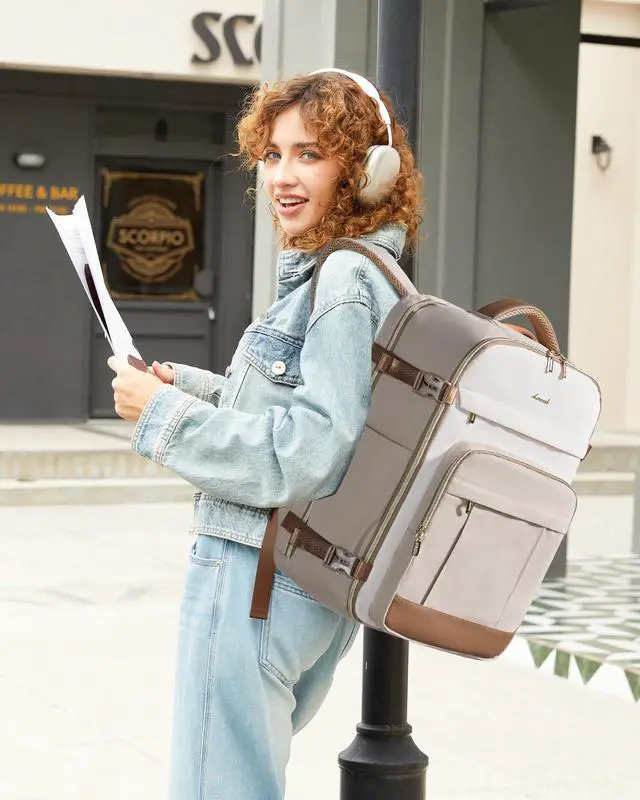 Alt view image 2 of 5 - LOVEVOOK 50L Travel Backpack for Women & Men - 18 Inch Carry On Backpack & Personal Item Backpack for Airlines, Spacious and Durable Design, with 3 Packing Cubes