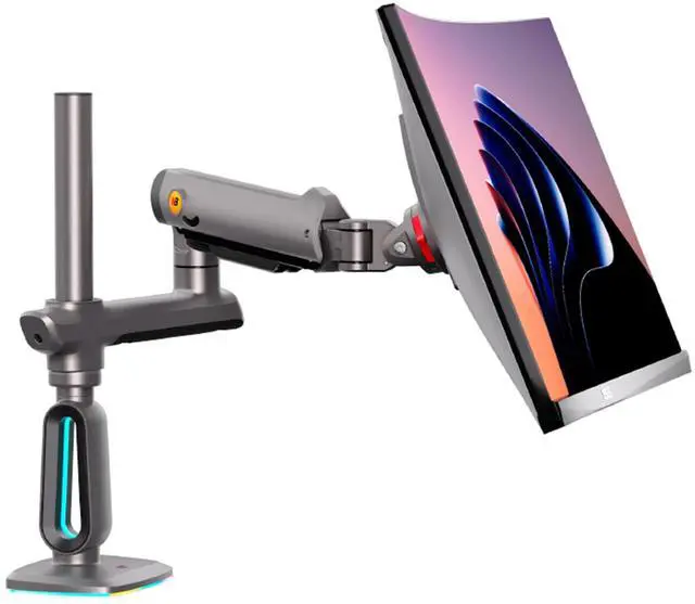 Main image of NB Extra Height Gaming Monitor Arm for 32 to 60 Inches Screen, Load up to 20 kg, VESA 75/100, RGB-Light, Heavy Duty, Multi Angle Adjustable, Premium Aluminum, Long Arm Extension Grey Black