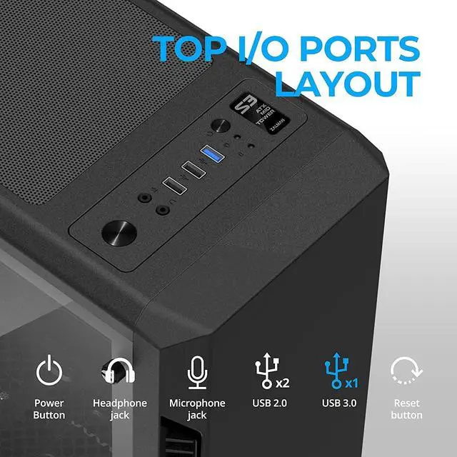 Alt view image 3 of 5 - Zalman S3 TG ATX Mid-Tower Desktop PC Case, 3 x Pre-Installed 120mm Zalman Quiet Fans (Support up to 8 Fans), Support GPUs up to 330mm, Full Tempered Glass Side Panel, USB 3.0