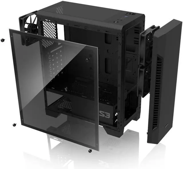 Alt view image 5 of 5 - Zalman S3 TG ATX Mid-Tower Desktop PC Case, 3 x Pre-Installed 120mm Zalman Quiet Fans (Support up to 8 Fans), Support GPUs up to 330mm, Full Tempered Glass Side Panel, USB 3.0