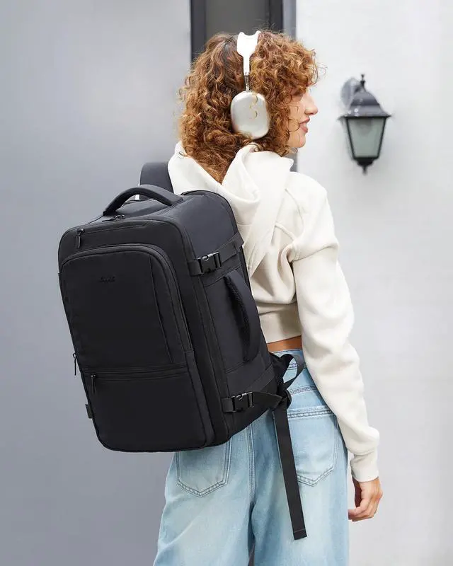 Alt view image 2 of 5 - LOVEVOOK Travel Backpack for Women & Men, 50L Large Carry On Backpack Airline Approved, TSA Personal Item Weekender Bag, Water Resistant Laptop Backpacks with 3 Packing Cubes for Travel Essentials