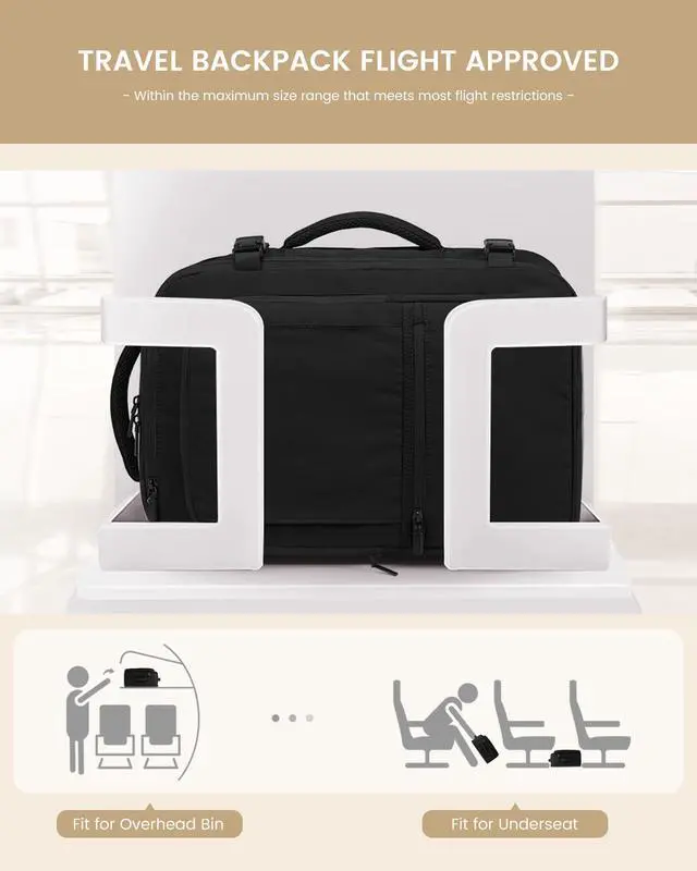 Alt view image 5 of 5 - LOVEVOOK Travel Backpack for Women & Men, 50L Large Carry On Backpack Airline Approved, TSA Personal Item Weekender Bag, Water Resistant Laptop Backpacks with 3 Packing Cubes for Travel Essentials