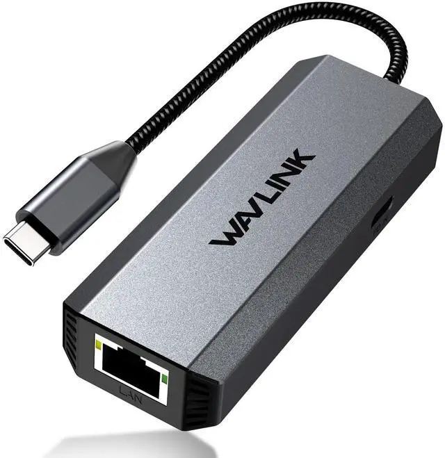 Main image of WAVLINK USB C to Ethernet Adapter 2.5 Gbps, USB to 2.5G Ethernet Adapter with 95W Power for Laptop, USB-C to RJ45 Network Converter (Thunderbolt 4/3 Compatible) for Windows, Mac OS, iPad OS and More
