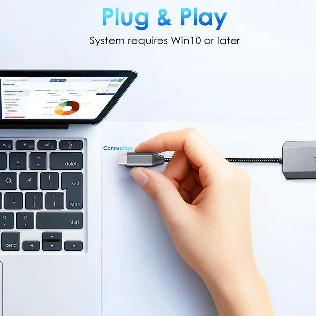 Alt view image 5 of 5 - WAVLINK USB C to Ethernet Adapter 2.5 Gbps, USB to 2.5G Ethernet Adapter with 95W Power for Laptop, USB-C to RJ45 Network Converter (Thunderbolt 4/3 Compatible) for Windows, Mac OS, iPad OS and More